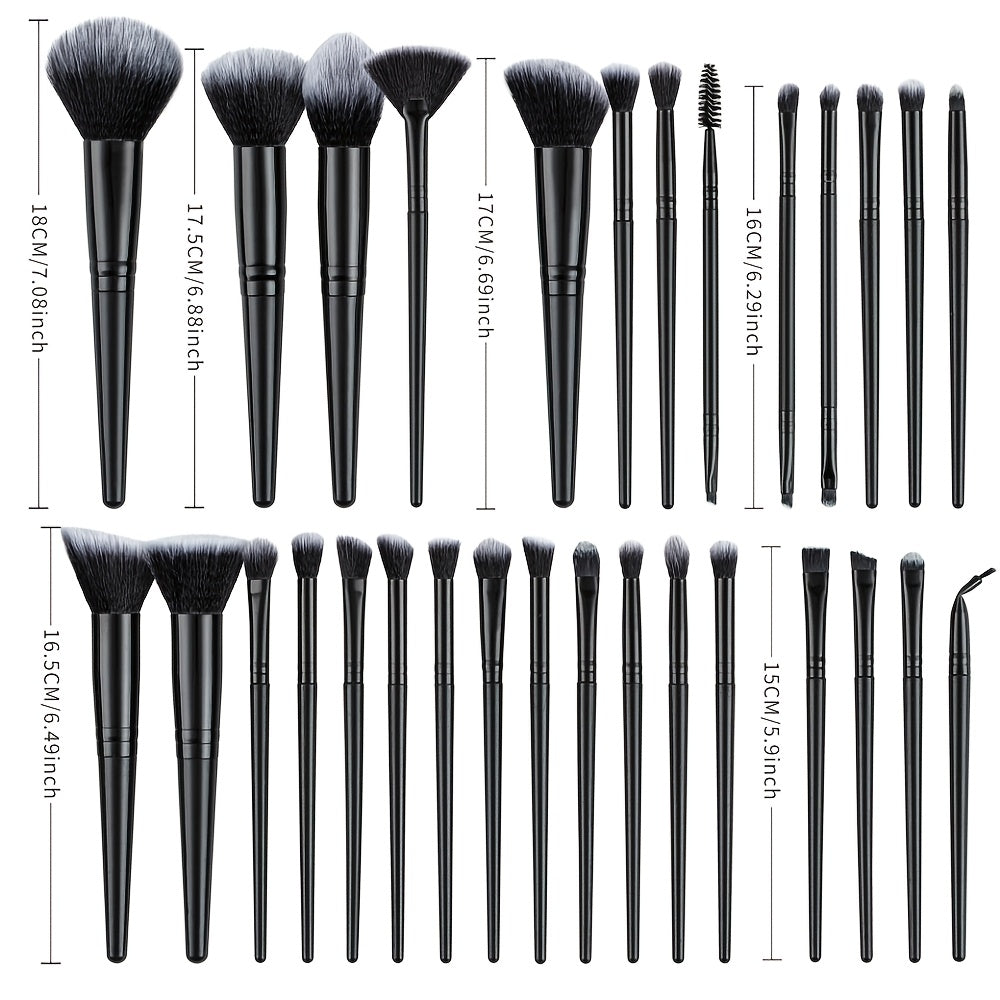 30pcs Makeup Brush Set, Soft Synthetic Brushes, Nylon Palm Brush, Suitable for All Skin Types, Foundation, Blush, Eyeshadow, Eyebrow Brush, Lip Brush, Professional and Beginner Set, Easy to Carry, No Fragrance Makeup Tools